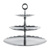 photo dressed three-element cake stand in 18/10 stainless steel with relief decoration 1